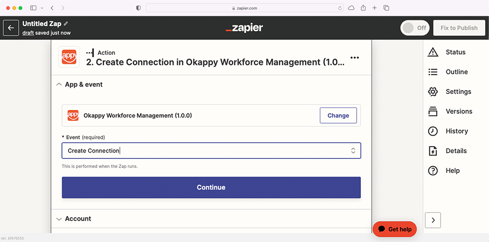 Zapier Slack Create Connection
